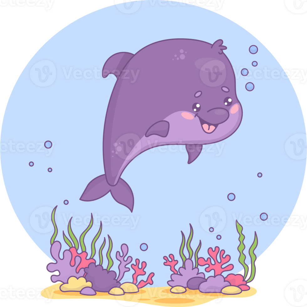 Cute funny dolphin png