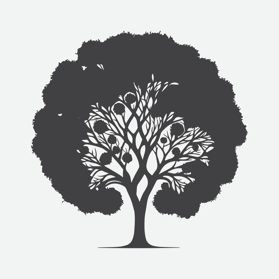 Print Enchanting Mimosa Tree Silhouette, A Perfect Blend of Elegance and Serenity vector