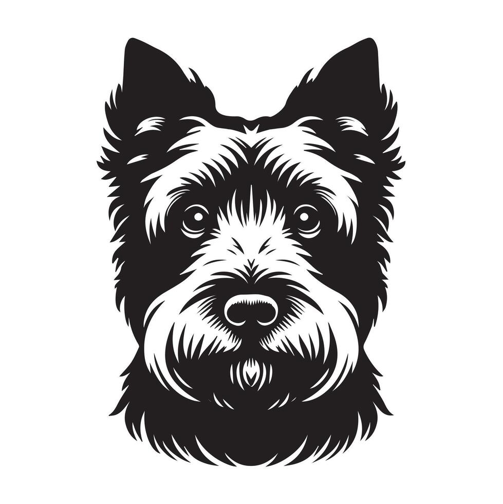 Scottish Terrier warm expression Illustration in black and white vector