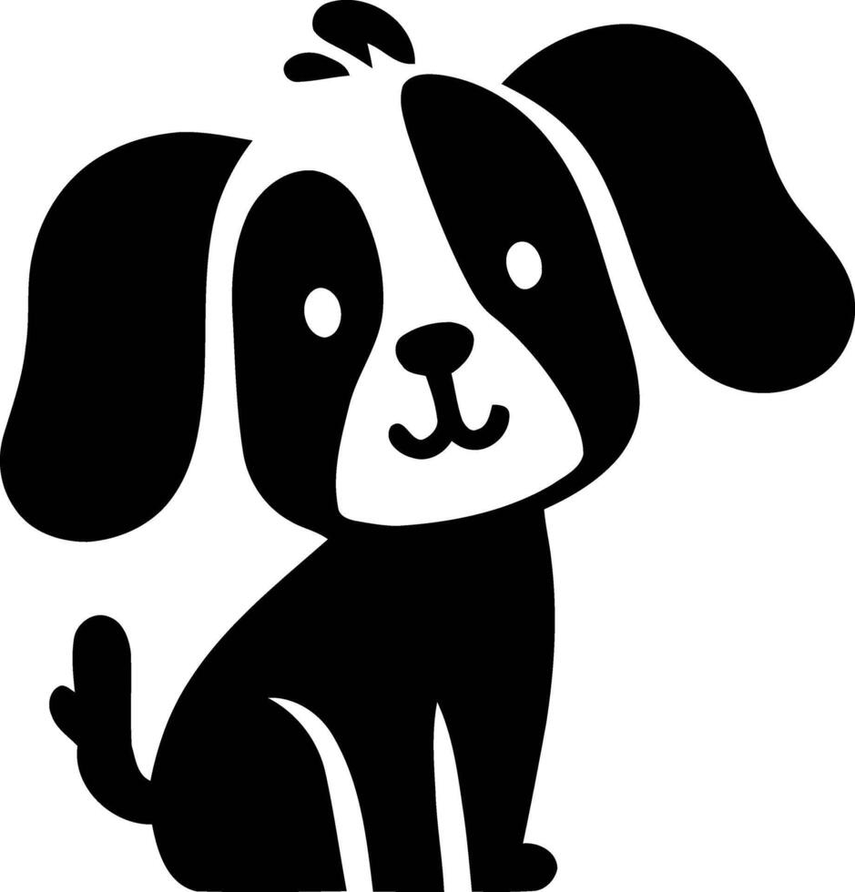 Black and White Line Drawing of a Dog with Exaggerated Facial Features, Beautiful silhouette vector