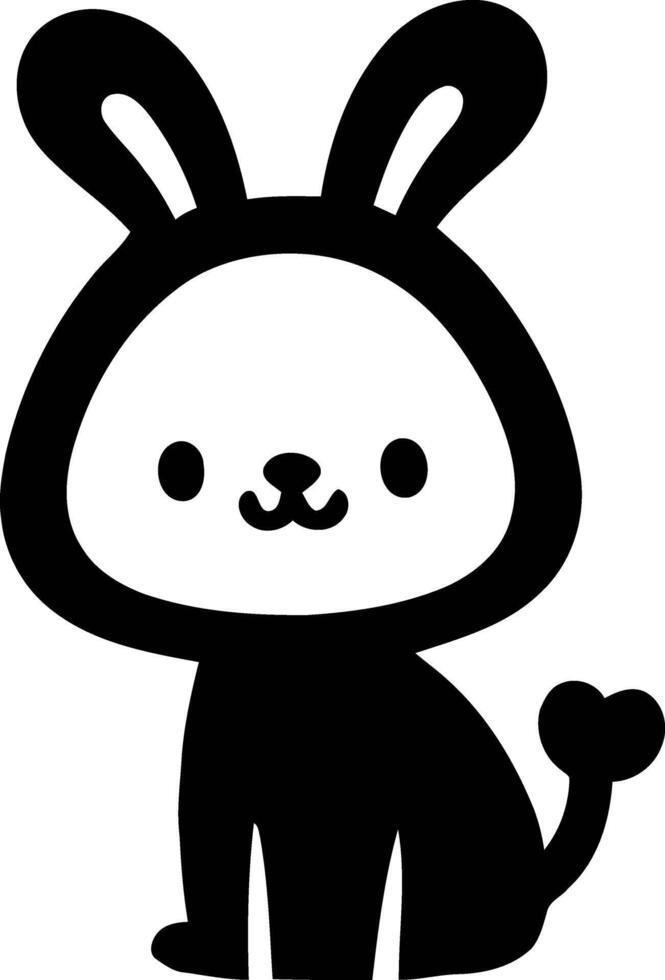 A Cute Black and White Cartoon of a Bunny, Beautiful silhouette vector