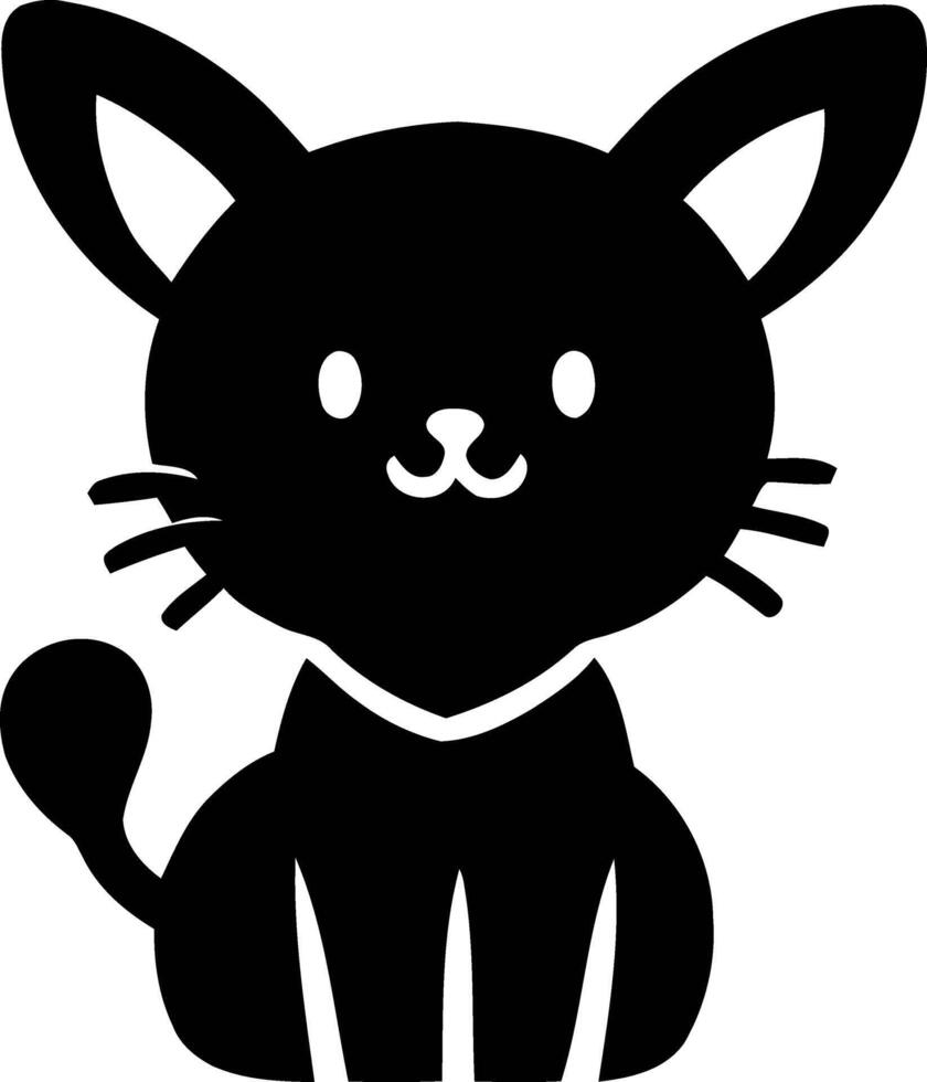 Black Cat with Whisker, Sitting Upright, Beautiful silhouette vector