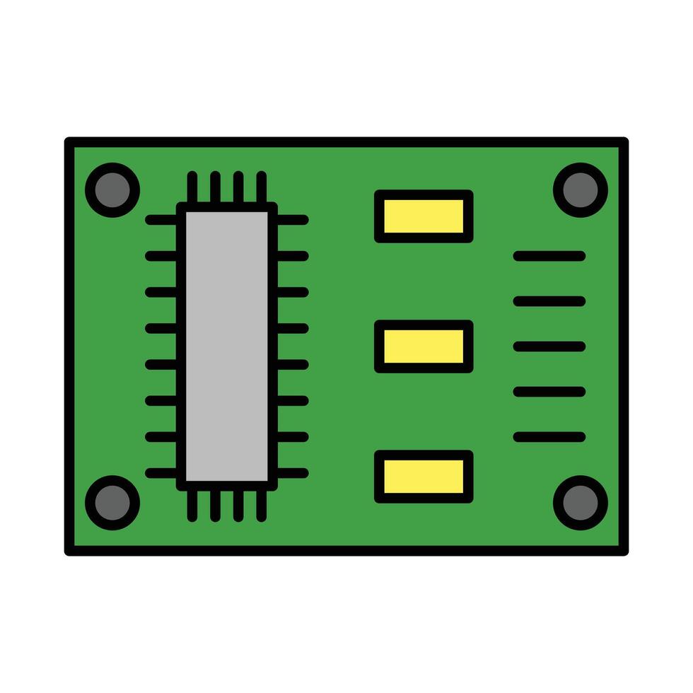 Pcb Board Line Filled Icon Design vector