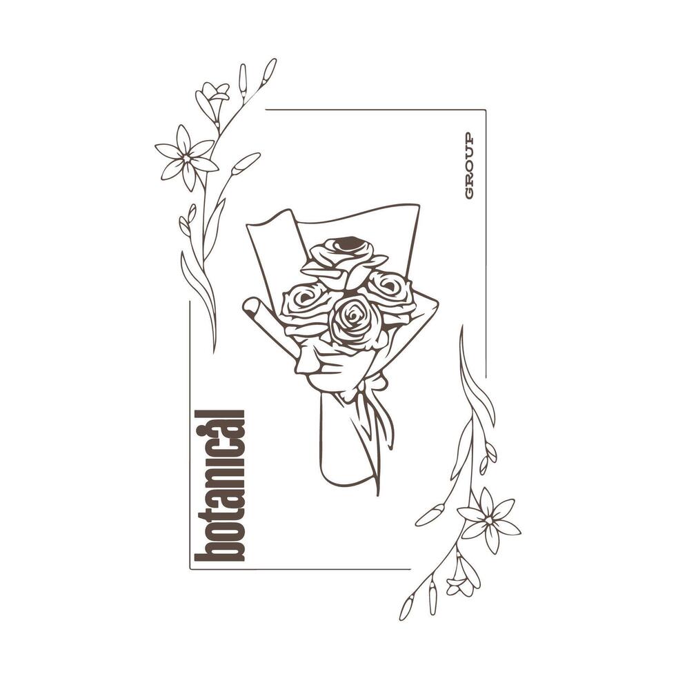 botanical logo design for graphic designer or flower store vector