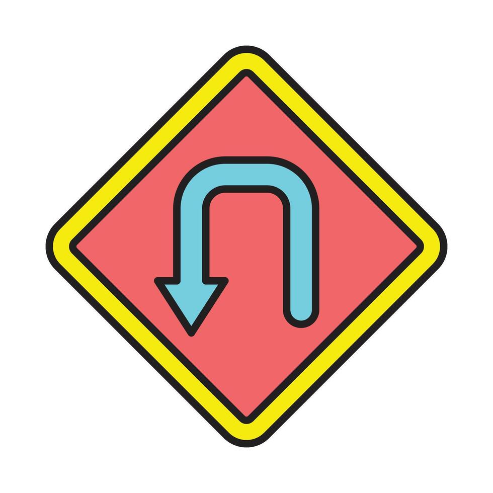 Turn Back Line Filled Icon Design vector