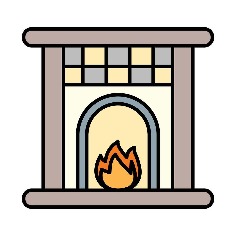 Fireplace Line Icon vector