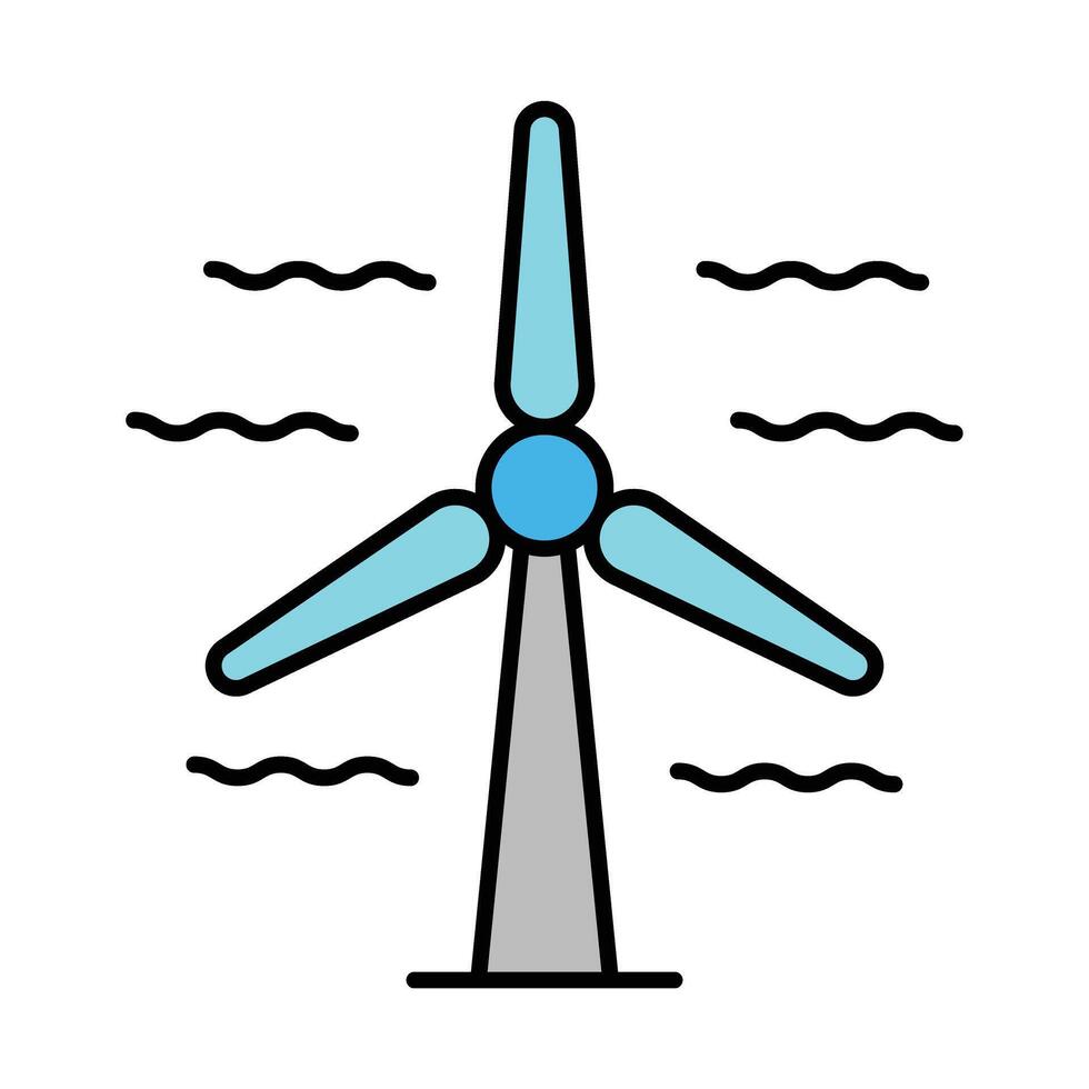 Wind Turbine Line Filled Icon Design vector