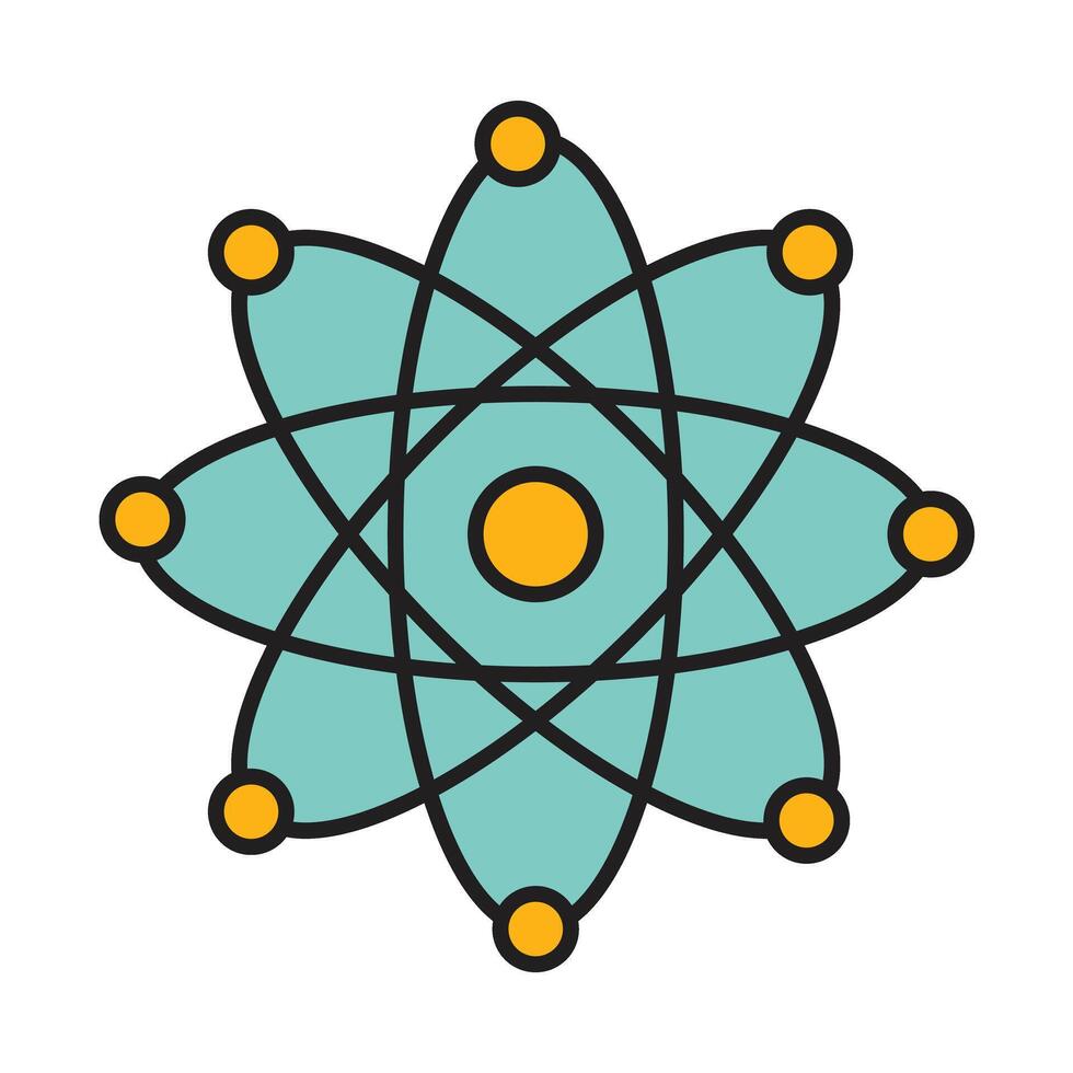 Atom Line Filled Icon Design vector