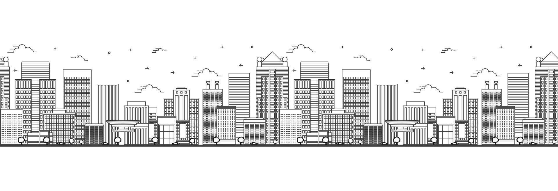 Seamless pattern with outline Birmingham Alabama City Skyline. Modern Buildings Isolated on White. Birmingham USA Cityscape with Landmarks. vector