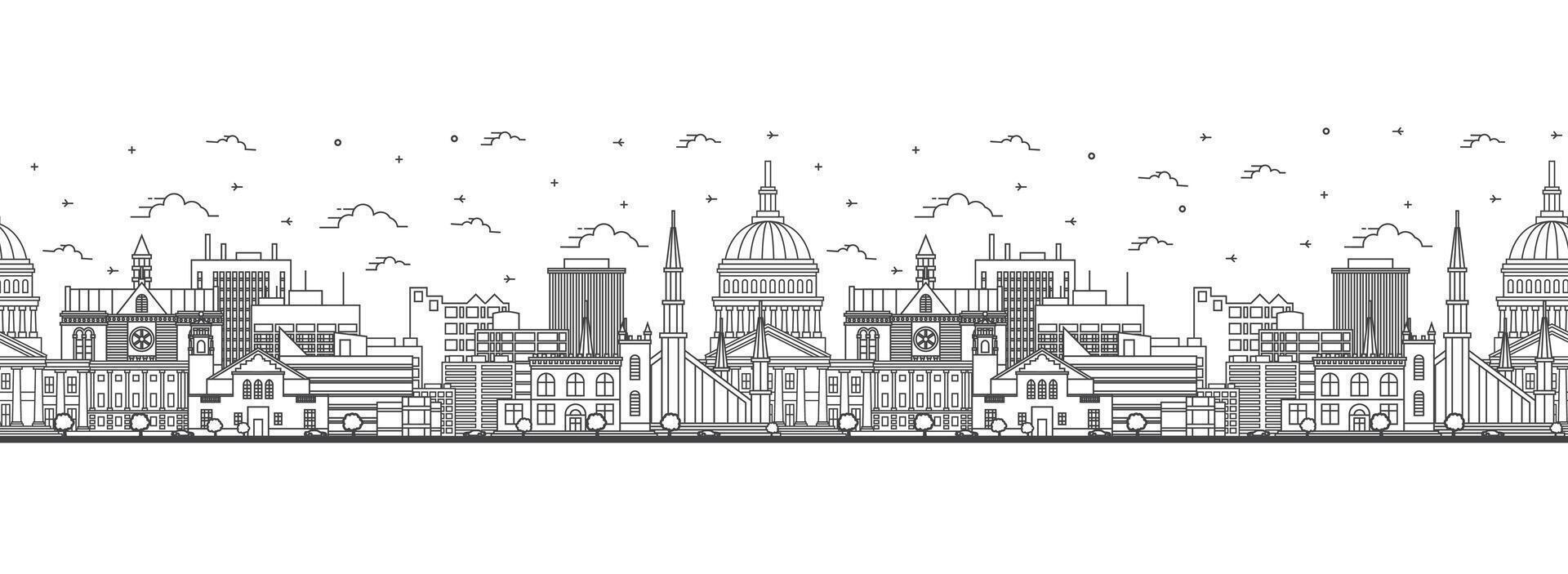 Seamless pattern with outline Boise Idaho City Skyline. Modern Buildings Isolated on White. Boise USA Cityscape with Landmarks. vector