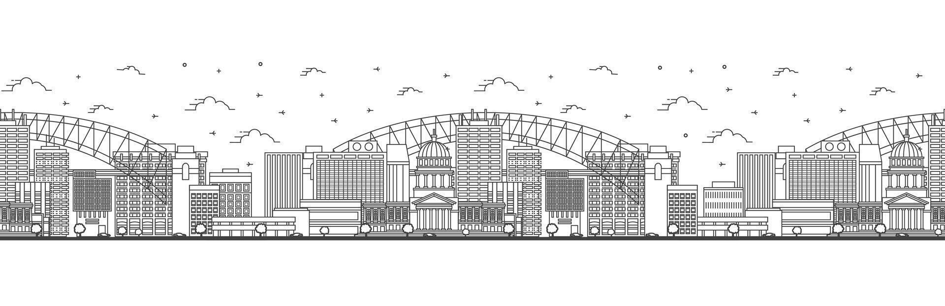 Seamless pattern with outline Little Rock Arkansas City Skyline. Modern Buildings Isolated on White. Little Rock USA Cityscape with Landmarks. vector