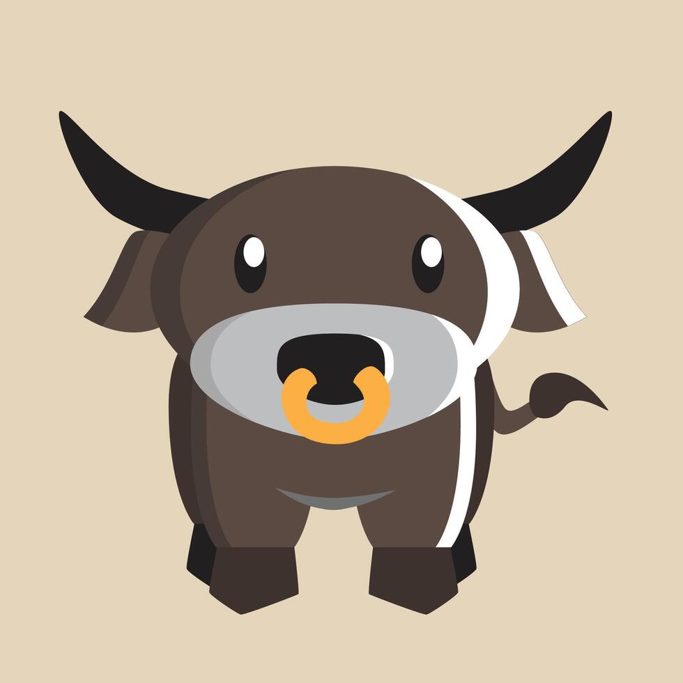 Buffalo with detailed illustration of light and shadow vector