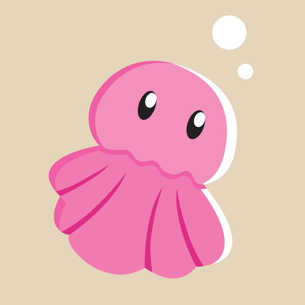 Cute Jellyfish with detailed illustration of light and shadow vector