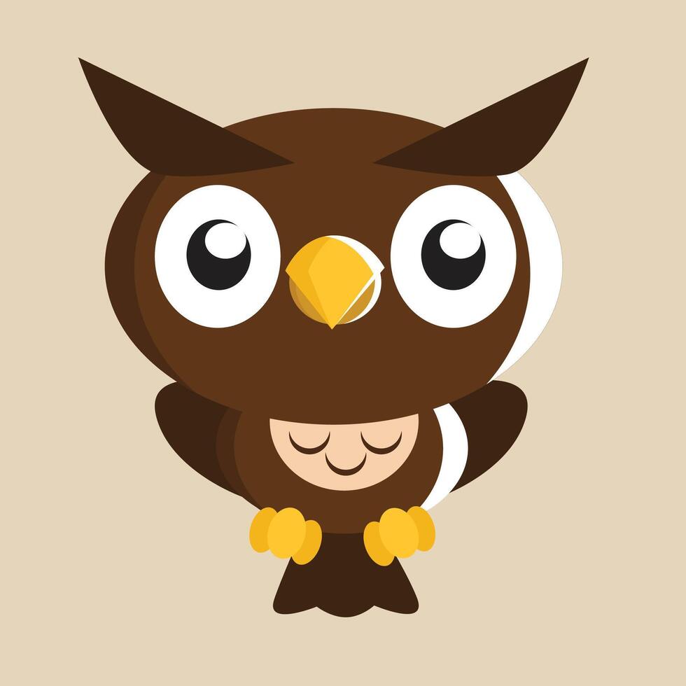 Owl with detailed illustration of light and shadow vector
