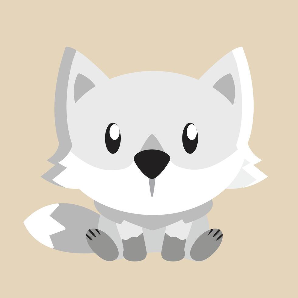 White Fox with detailed illustration of light and shadow vector
