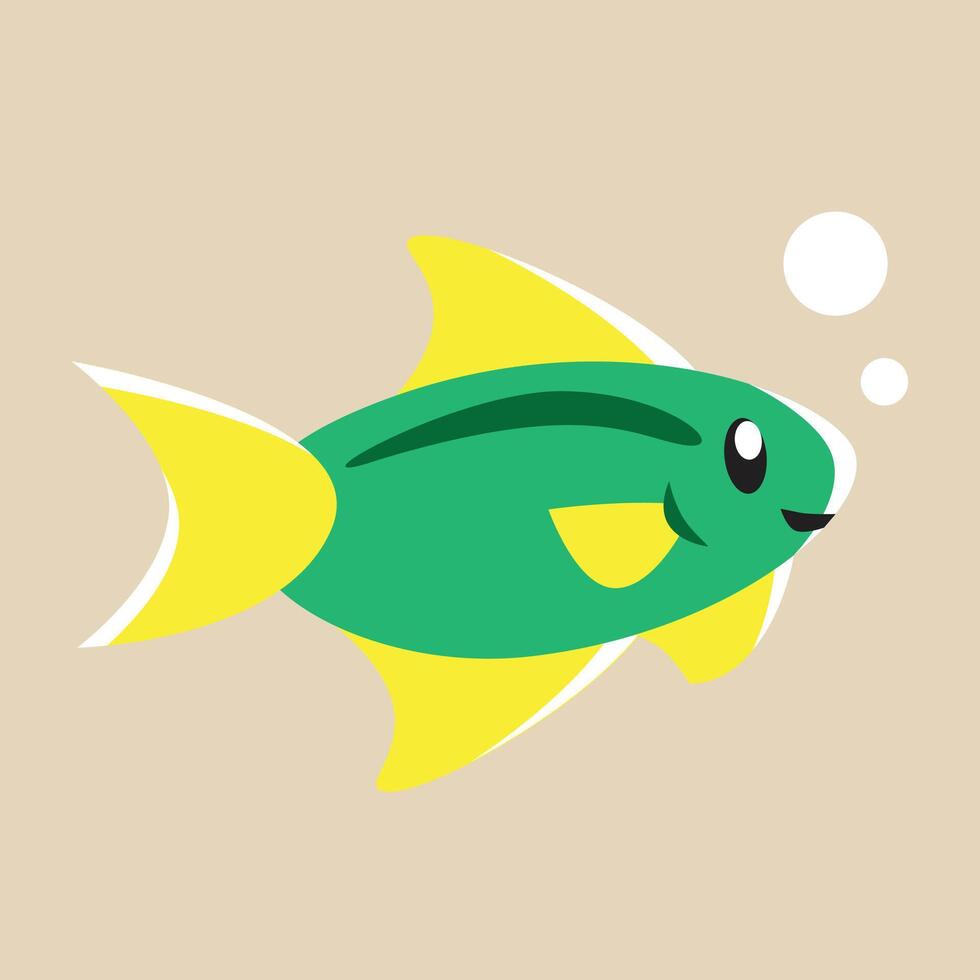 Green Fish with detailed illustration of light and shadow vector