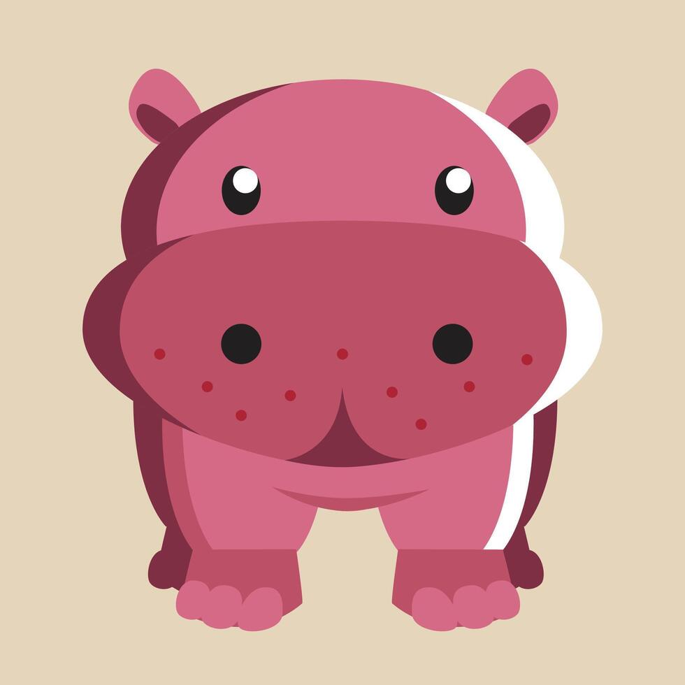 Hippo with detailed illustration of light and shadow vector