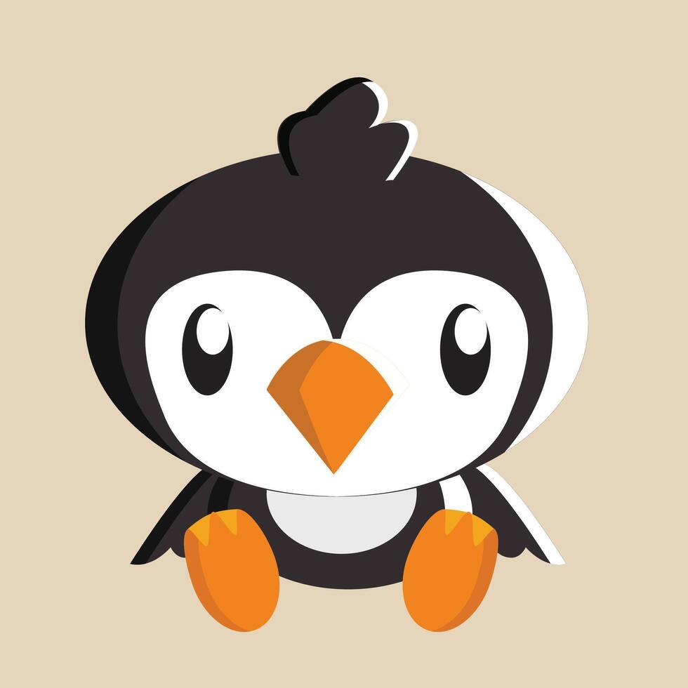 Penguin with detailed illustration of light and shadow vector