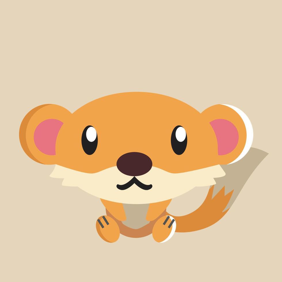 Ferret with detailed illustration of light and shadow vector
