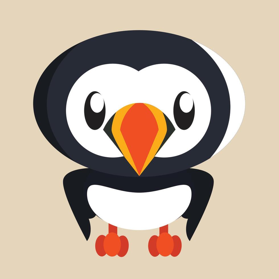 Puffin Bird with detailed illustration of light and shadow vector