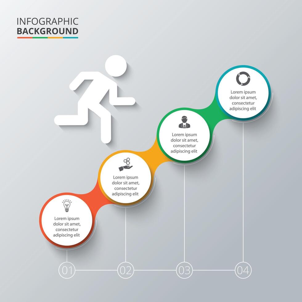Man climbs the steps.. Template for diagram, graph, presentation. Infographic with 4 options, parts, steps or processes. vector
