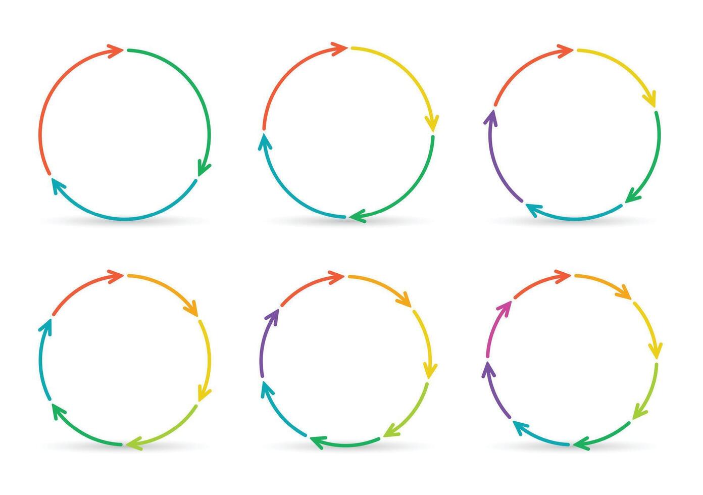 Outline circle arrows for infographic. Template for diagram, graph, presentation and chart. Business concept with 3, 4, 5, 6, 7, 8 options, parts, steps or processes. vector