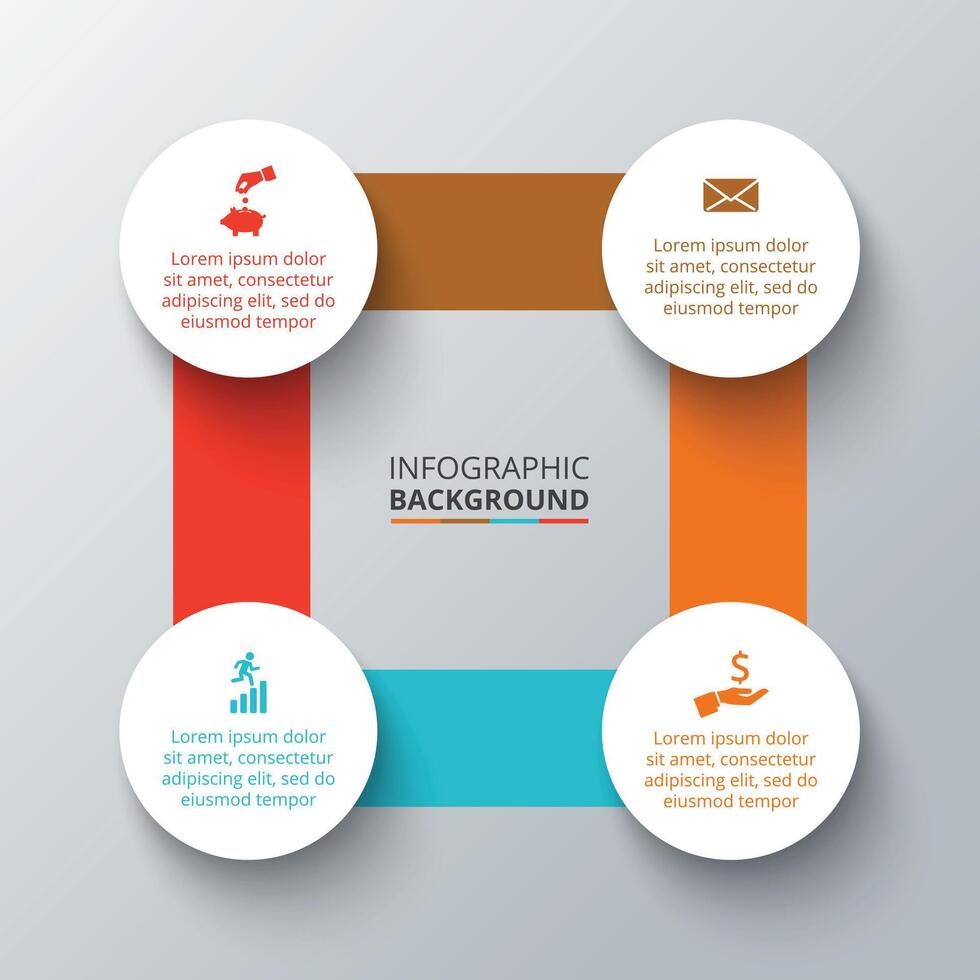Square with circles elements for infographic. vector