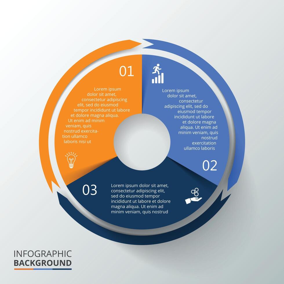 Circle element infographic with arrows. Template for cycling diagram, graph, presentation. Business concept with 3 options, parts, steps or processes. vector