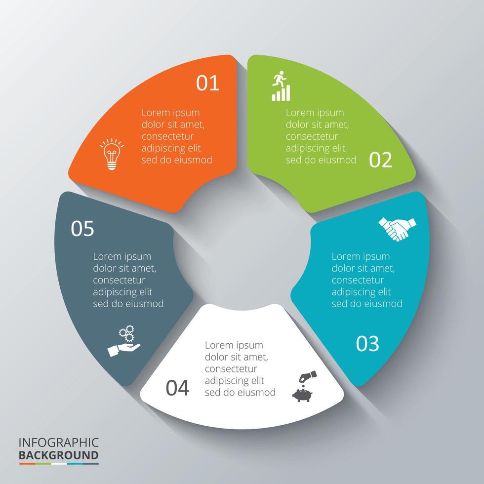 Circle element for infographic with 5 options vector