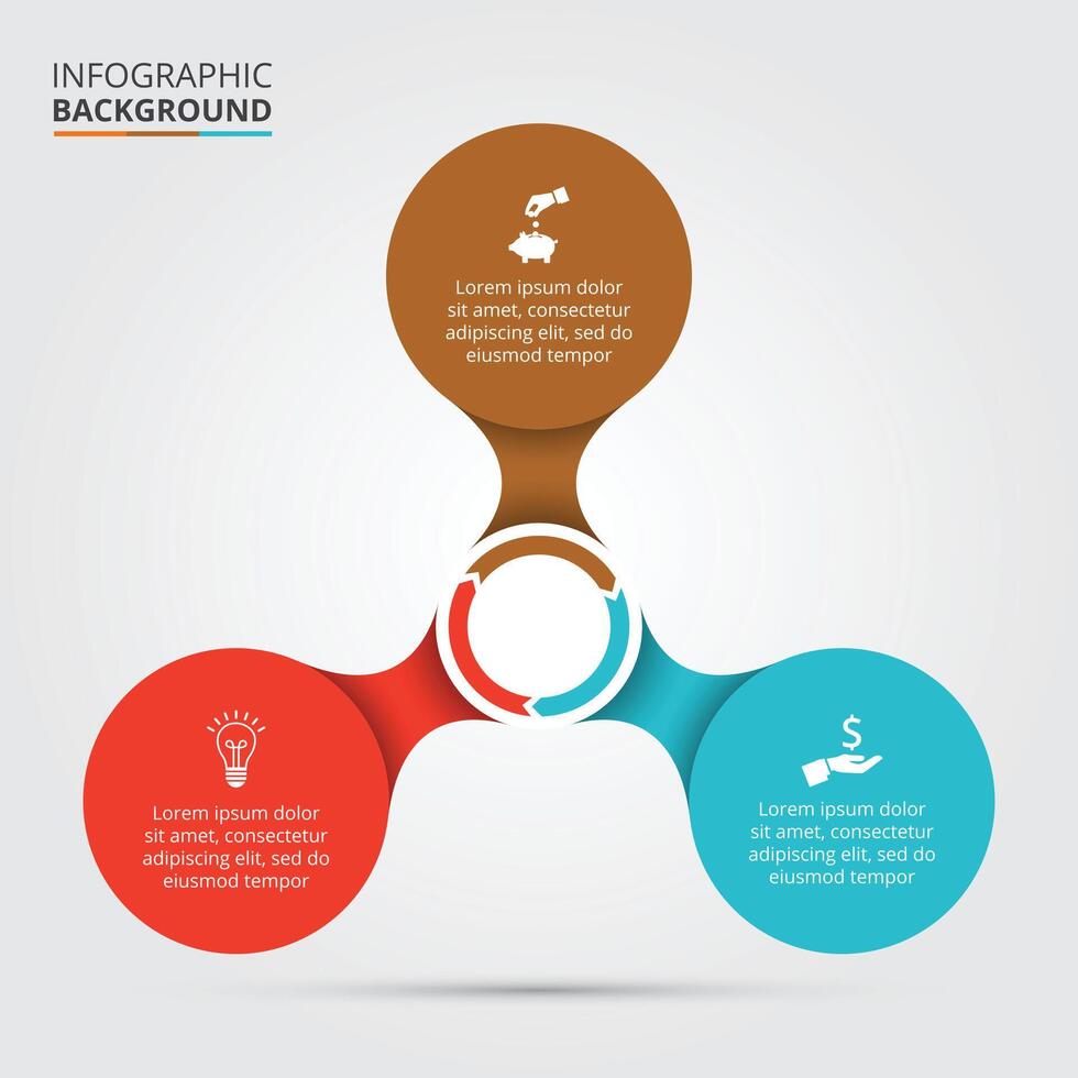 Cycle diagram infographic with 3 options, parts, steps or processes. vector