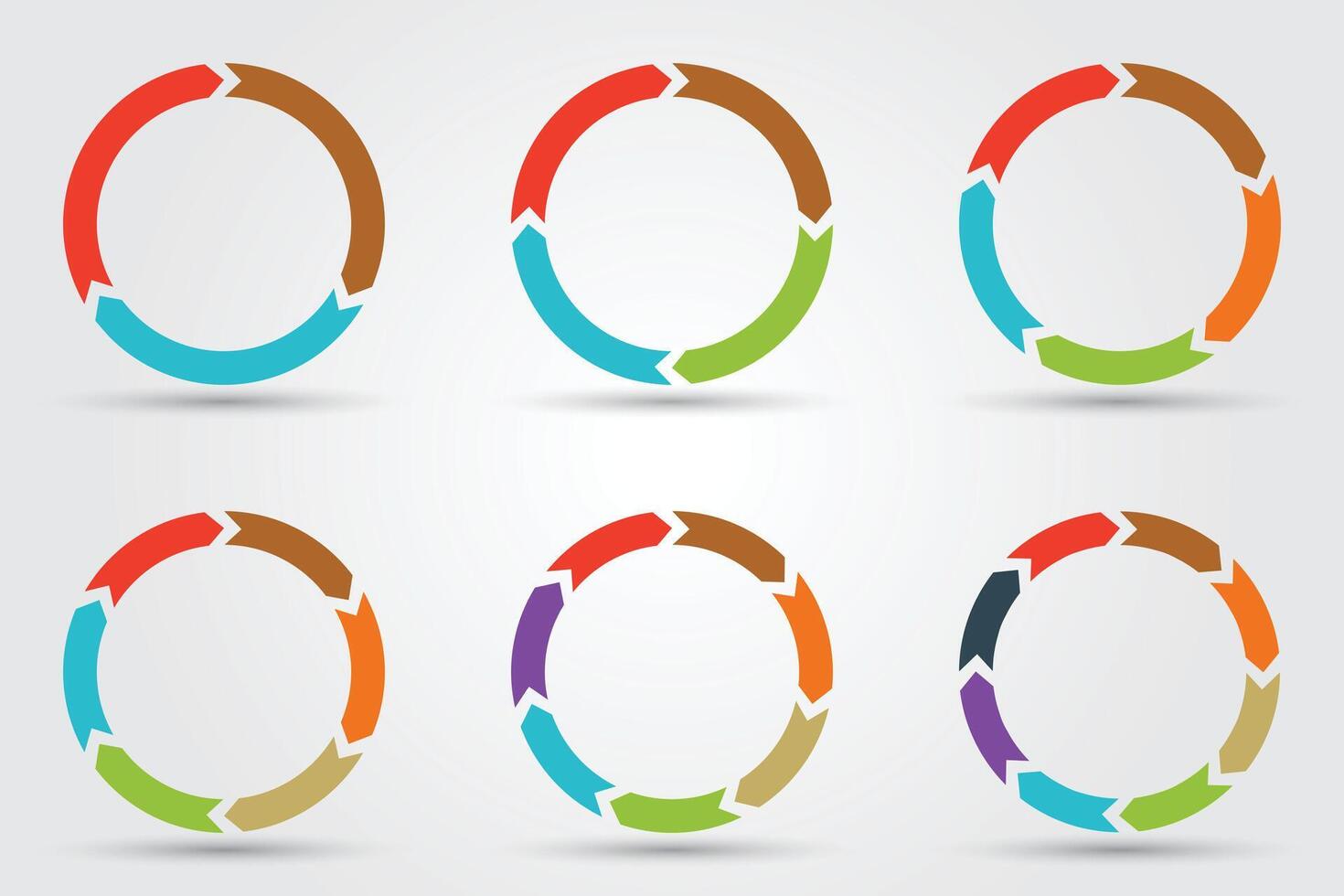 Circle arrows for infographic. Template for diagram, graph, presentation and chart. Business concept with 3, 4, 5, 6, 7, 8 options, parts, steps or processes vector