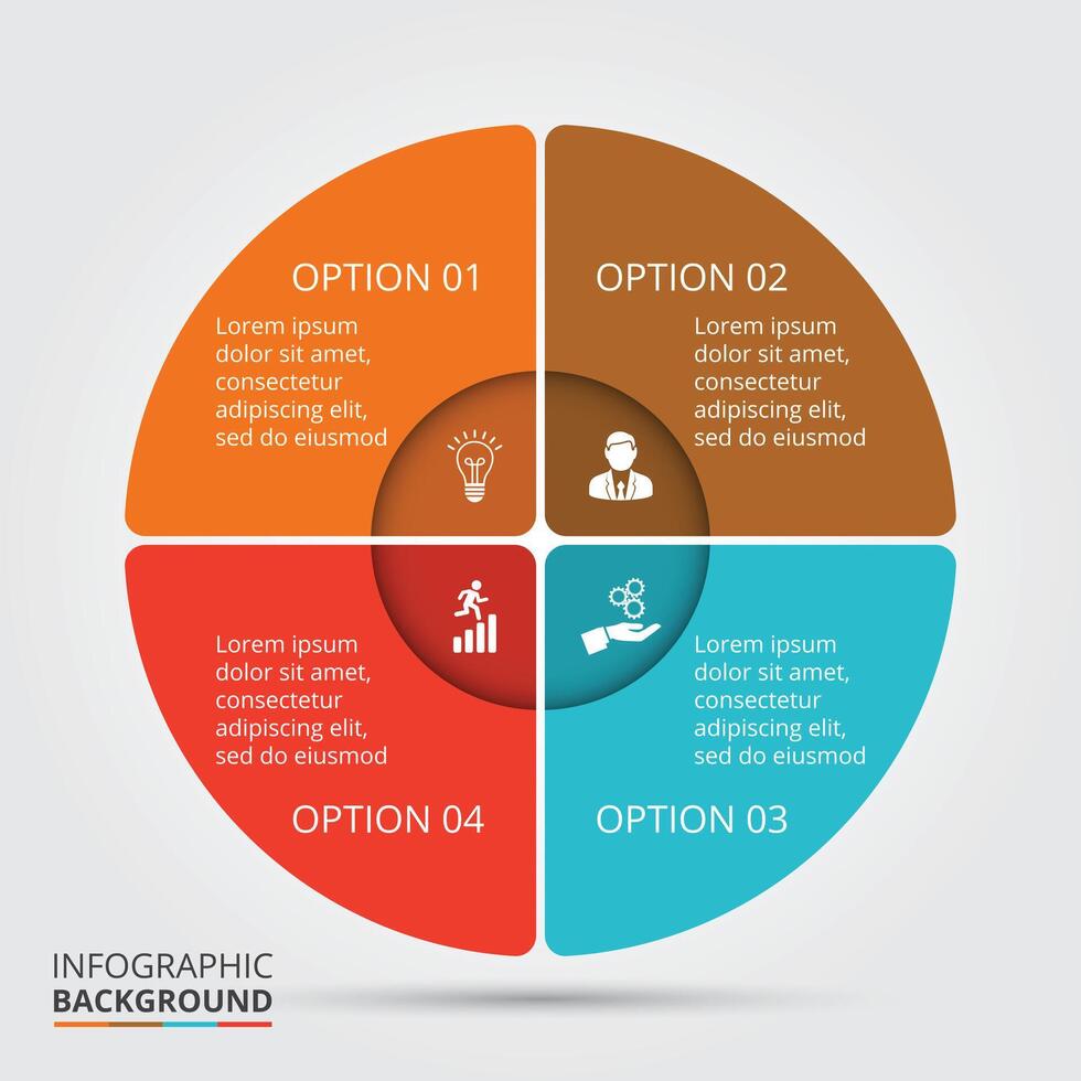 Circle element for infographic. Template for cycling diagram, graph, presentation. Business concept with 4 options, parts, steps or processes. vector