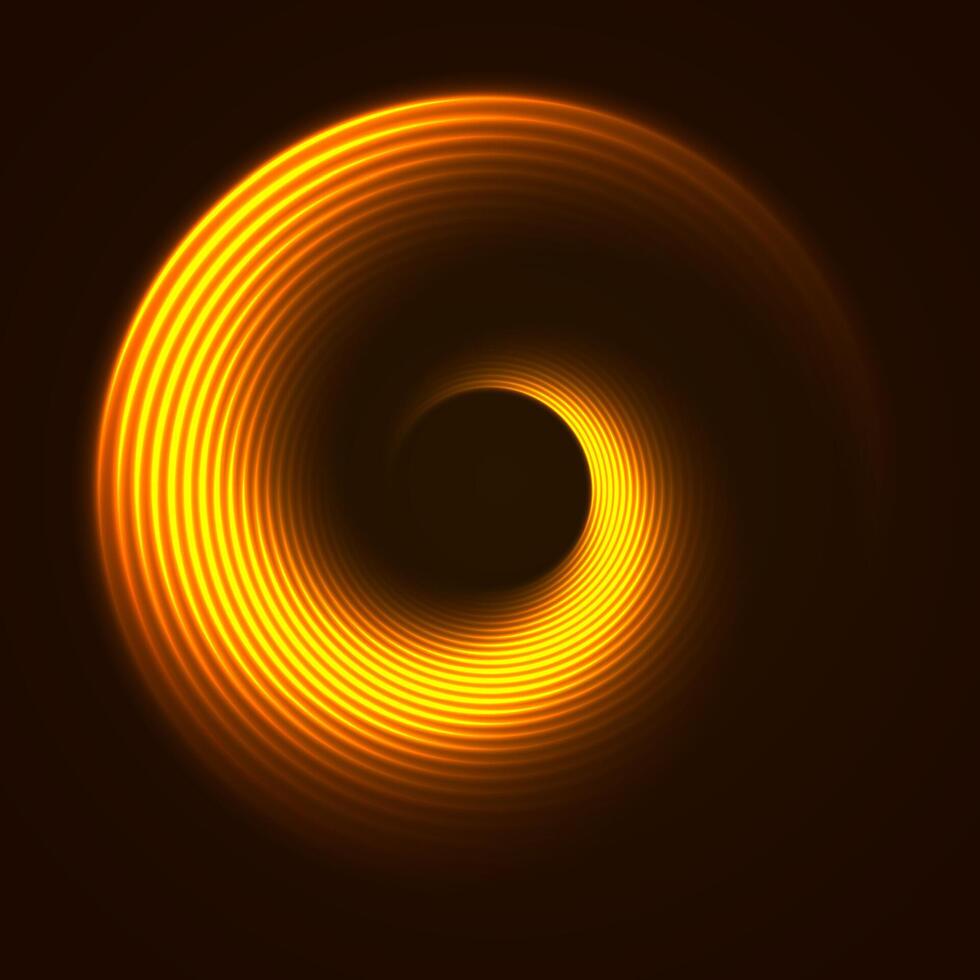 Vibrant orange glowing neon circle abstract concept background vector