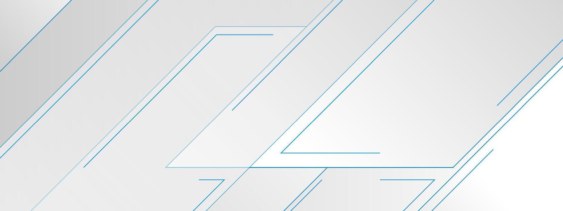 Grey geometric tech abstract background with blue lines vector