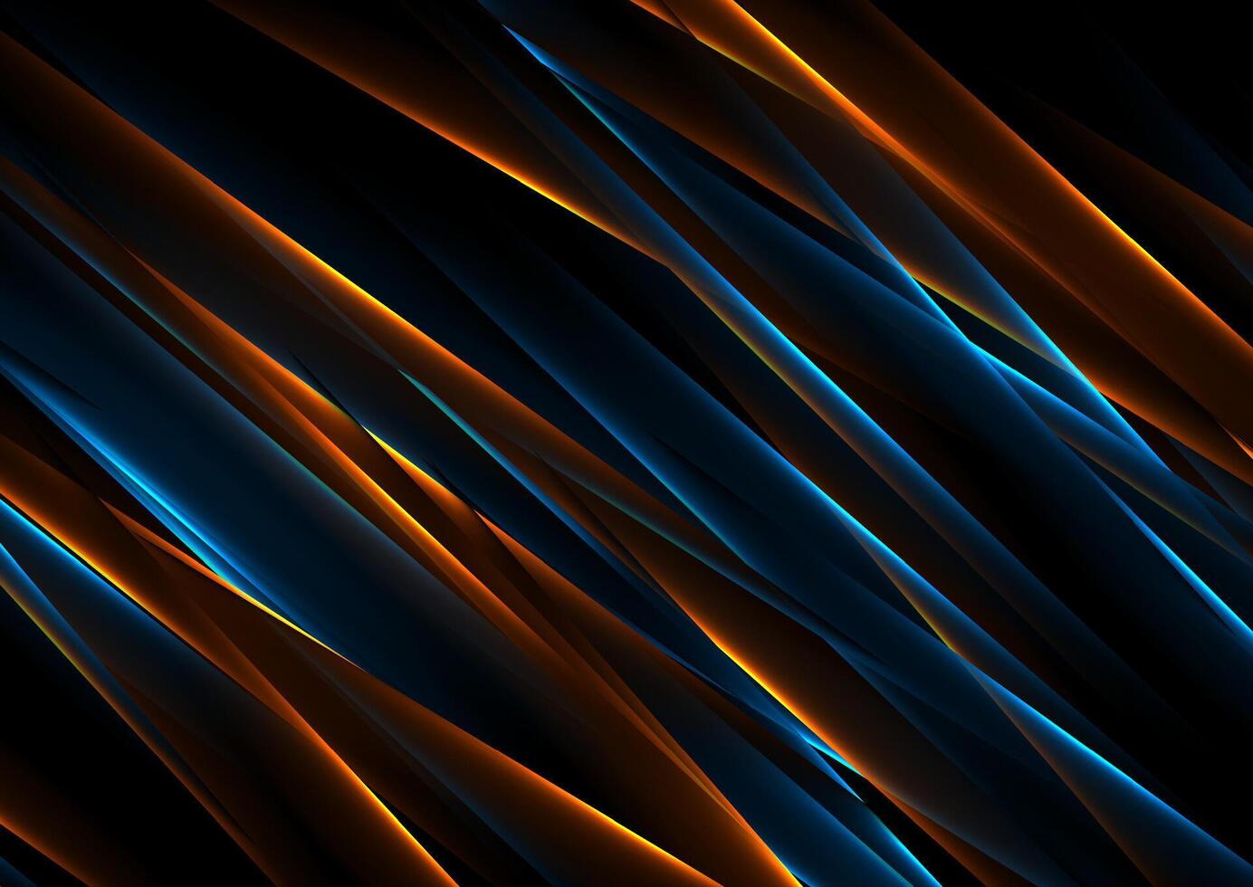 Abstract blue orange smooth glowing neon lines background vector