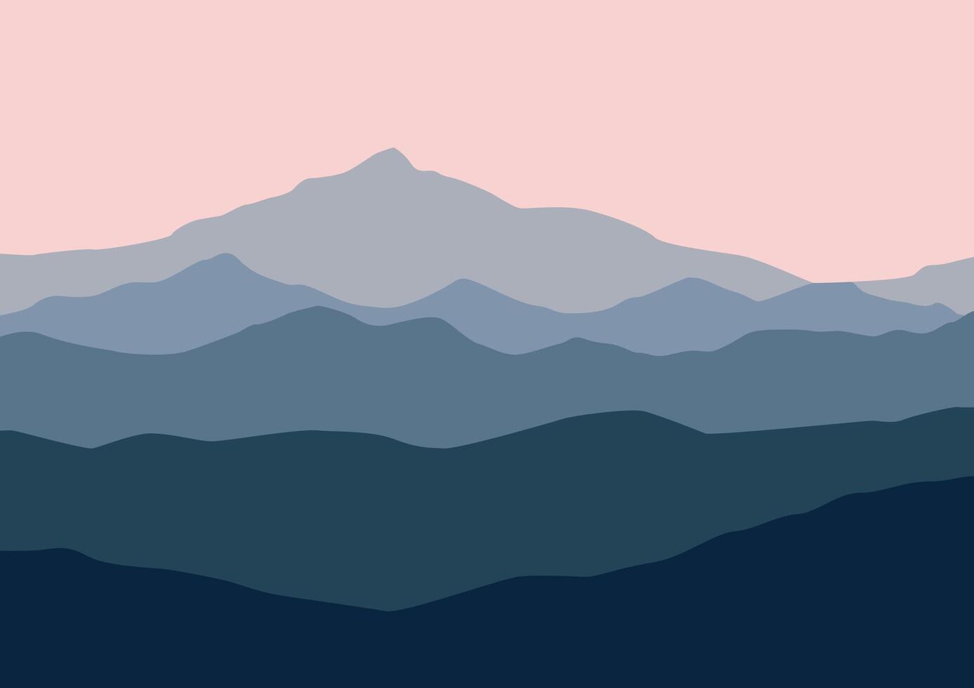 Landscape with mountains panorama. illustration in flat style. vector