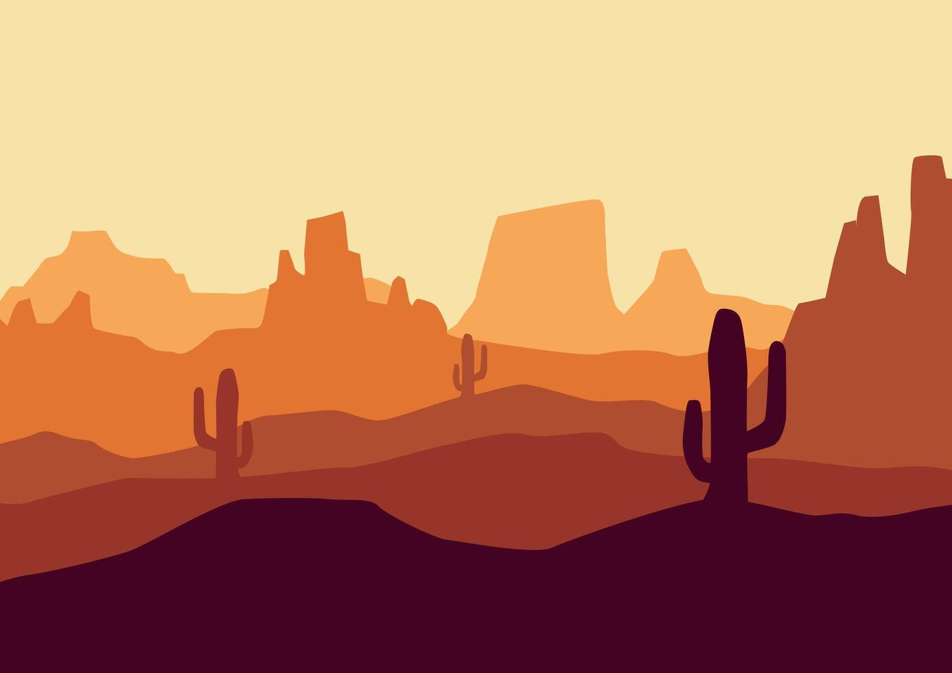 Desert nature landscape. Illustration in flat style. vector