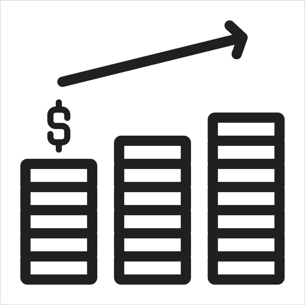 Investmen Money Chart Icon, Line Art Style Design Isolated On White Background vector