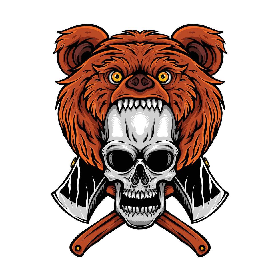 Lumberjack Bear illustrations using a hand drawing style continued with digital coloring. vector