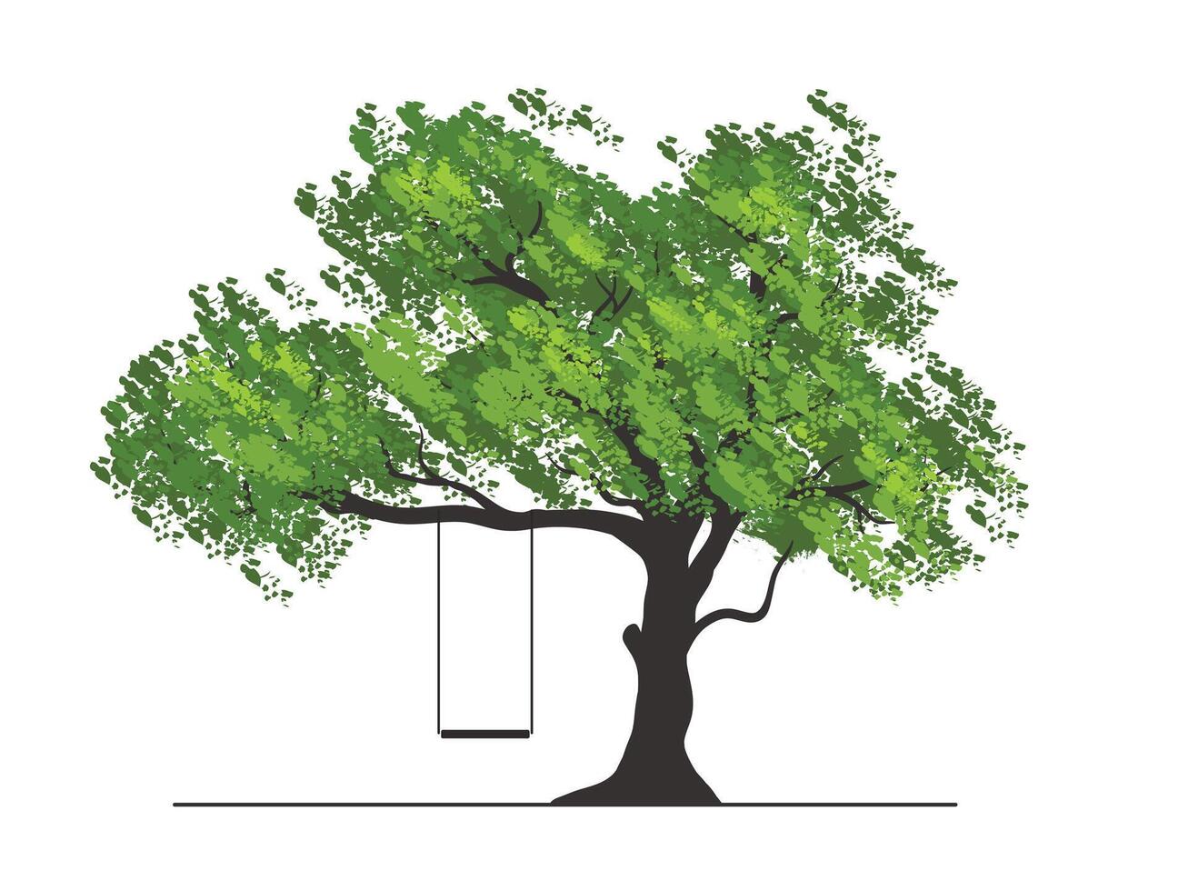 Green Tree with Leaves and swing park concept vector