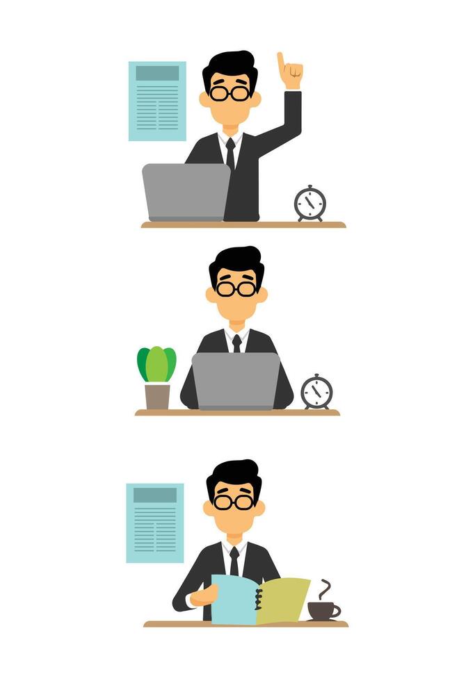 business man set illustration vector
