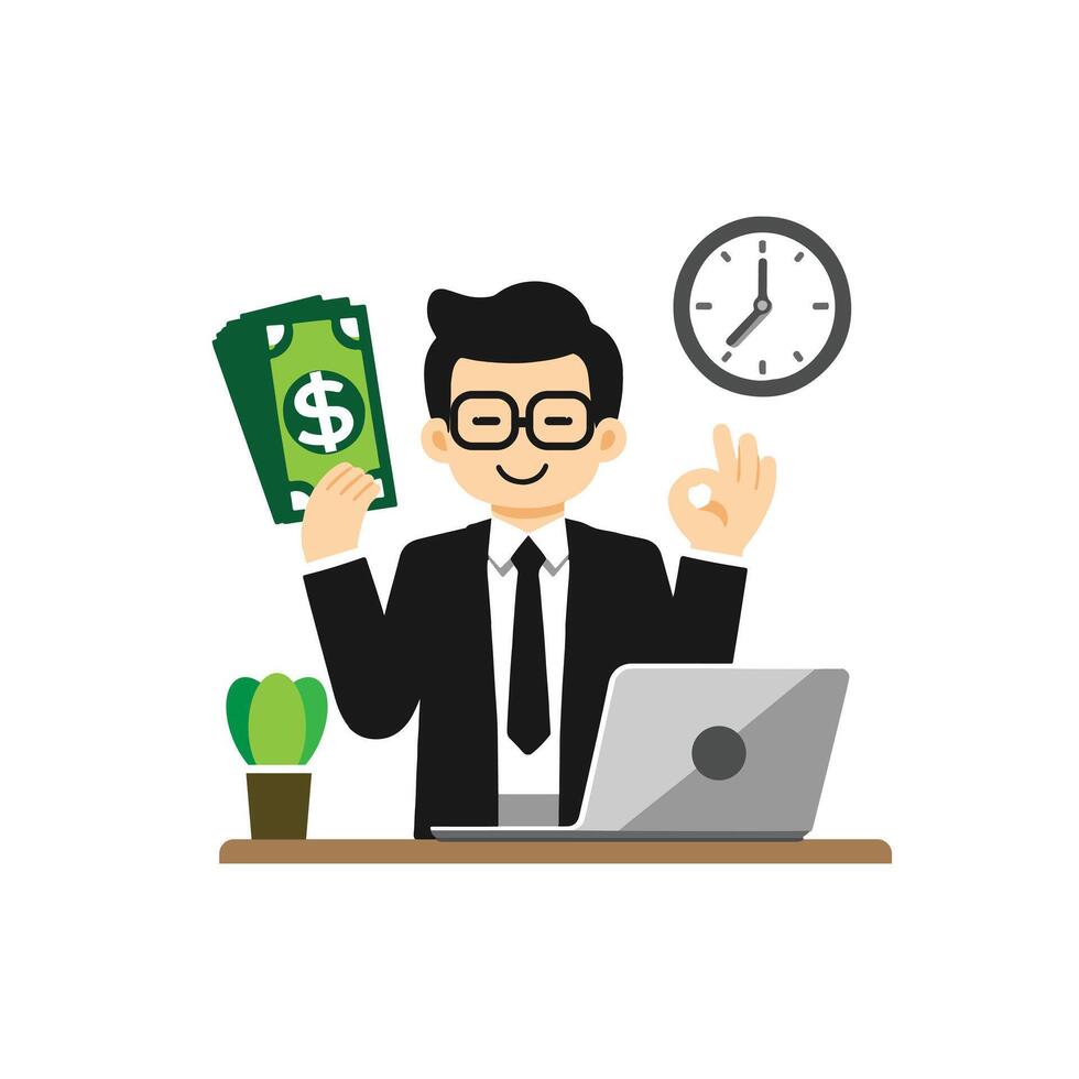 business man and money illustration vector
