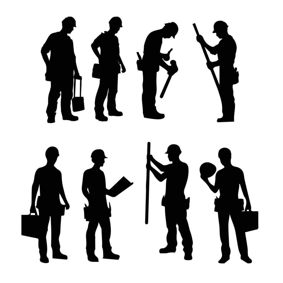 silhouette worker set illustration vector