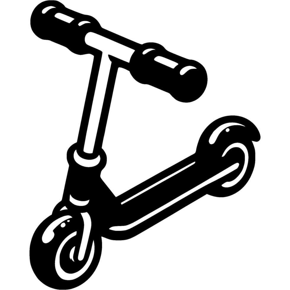 Two wheel electric scooter in monochrome. Urban electric vehicle. Simple minimalistic in black ink drawing on white background vector