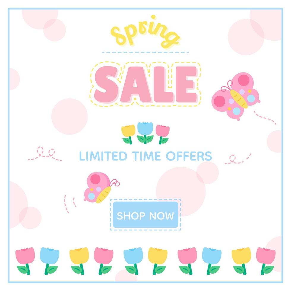hello spring flower sale vector
