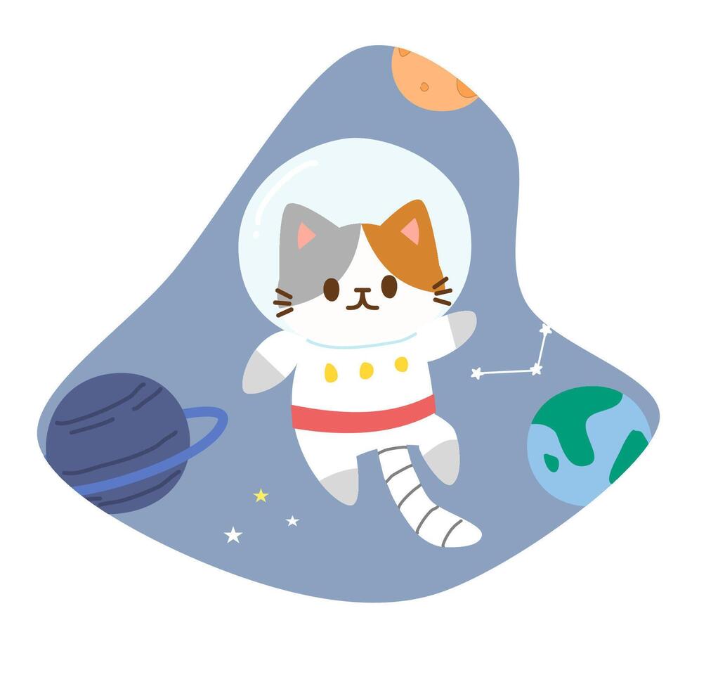 Cute cat astronaut vector