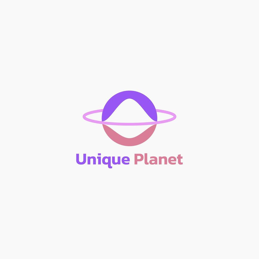 Saturn planet logo with a unique shape. vector