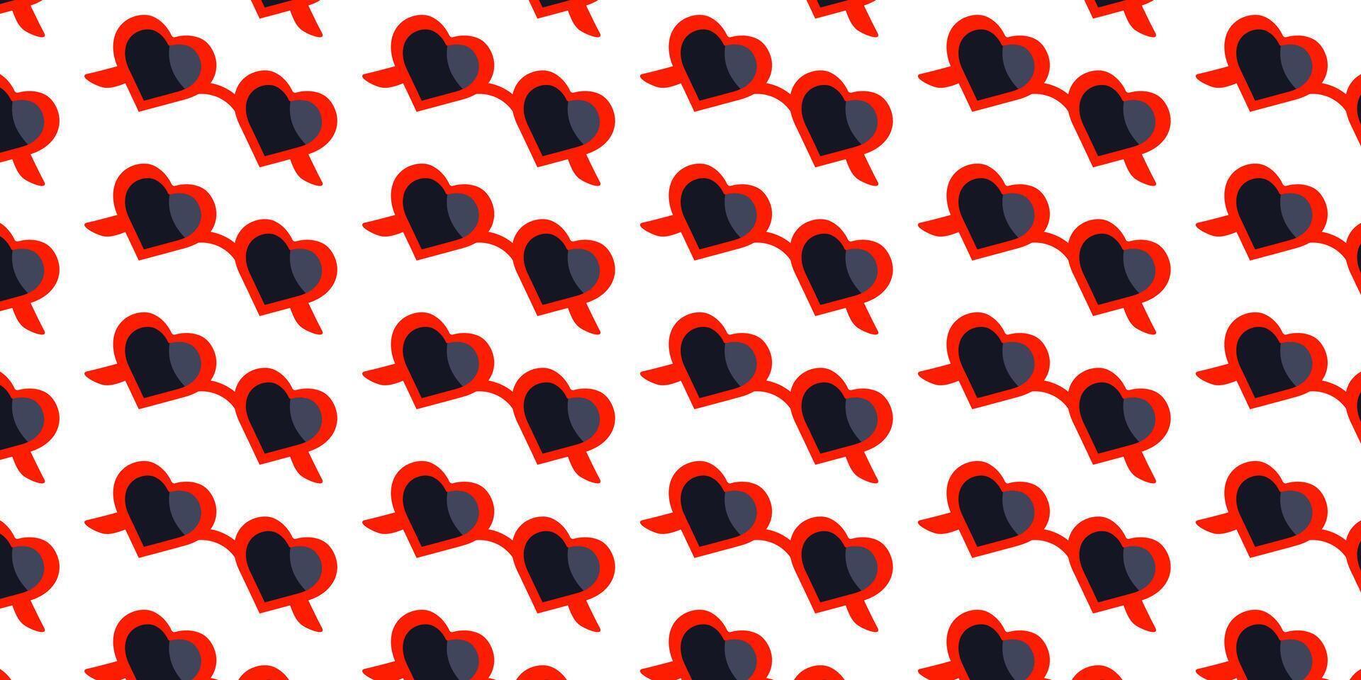 Seamless pattern red sunglasses heart frame on a white background vector