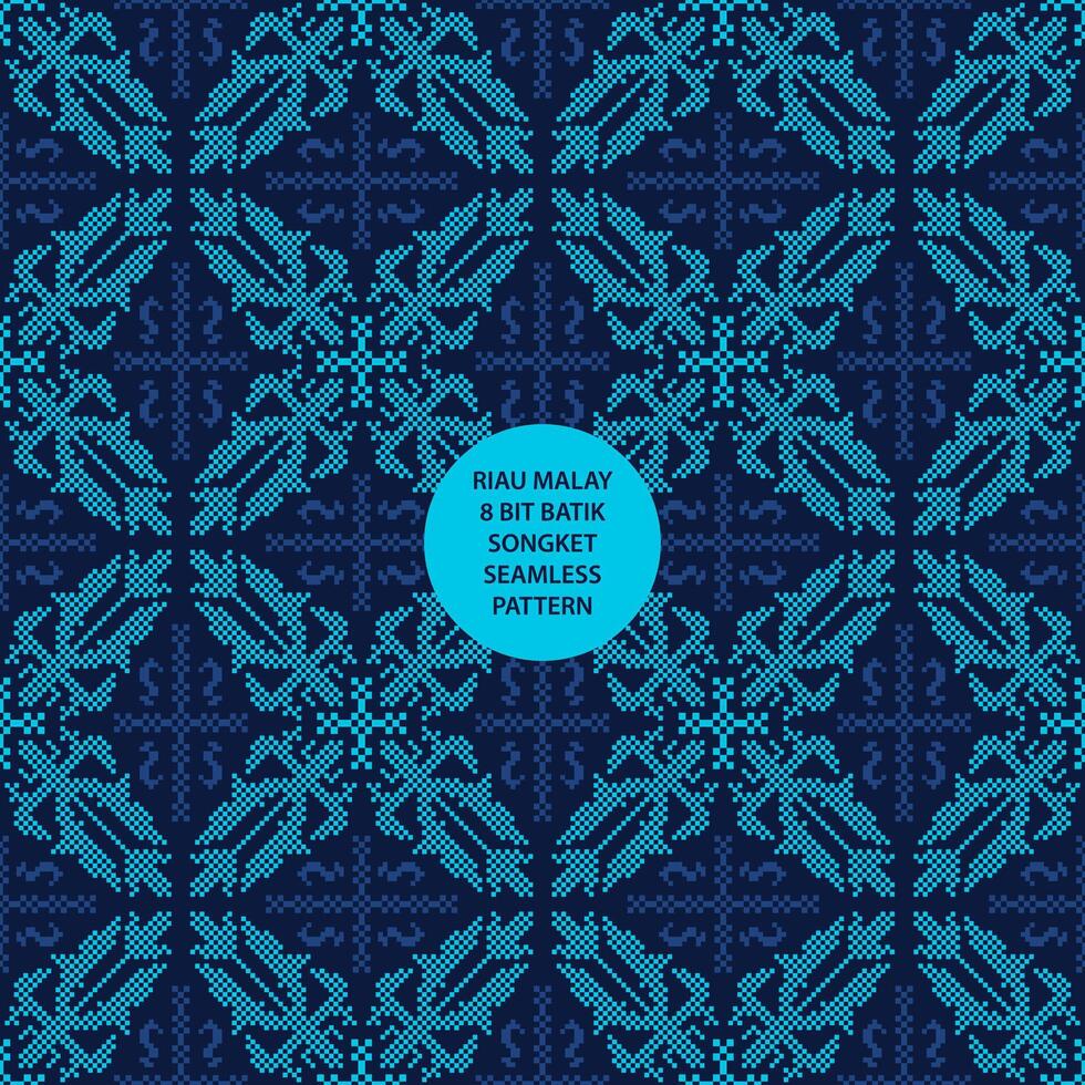 Riau malay 8 bit batik songket seamless pattern vector