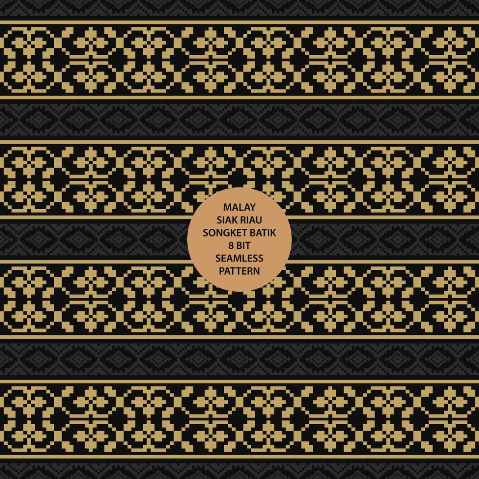 Malay siak riau songket batik 8 bit seamless pattern vector
